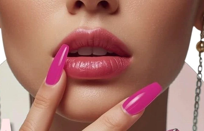 Glossy pink beauty look