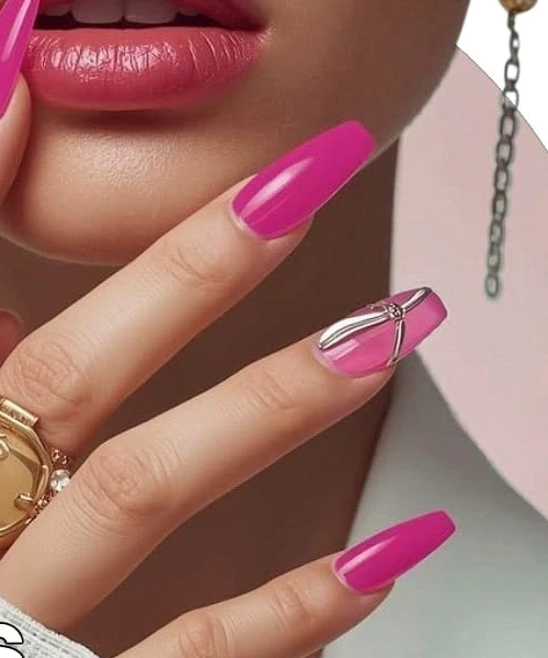 Long pink manicure detail
